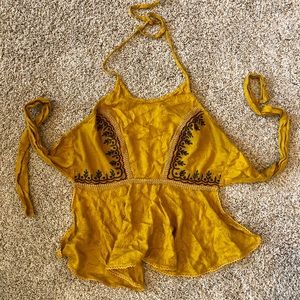 Boho open back halter blouse